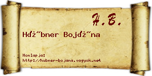 Hübner Bojána névjegykártya